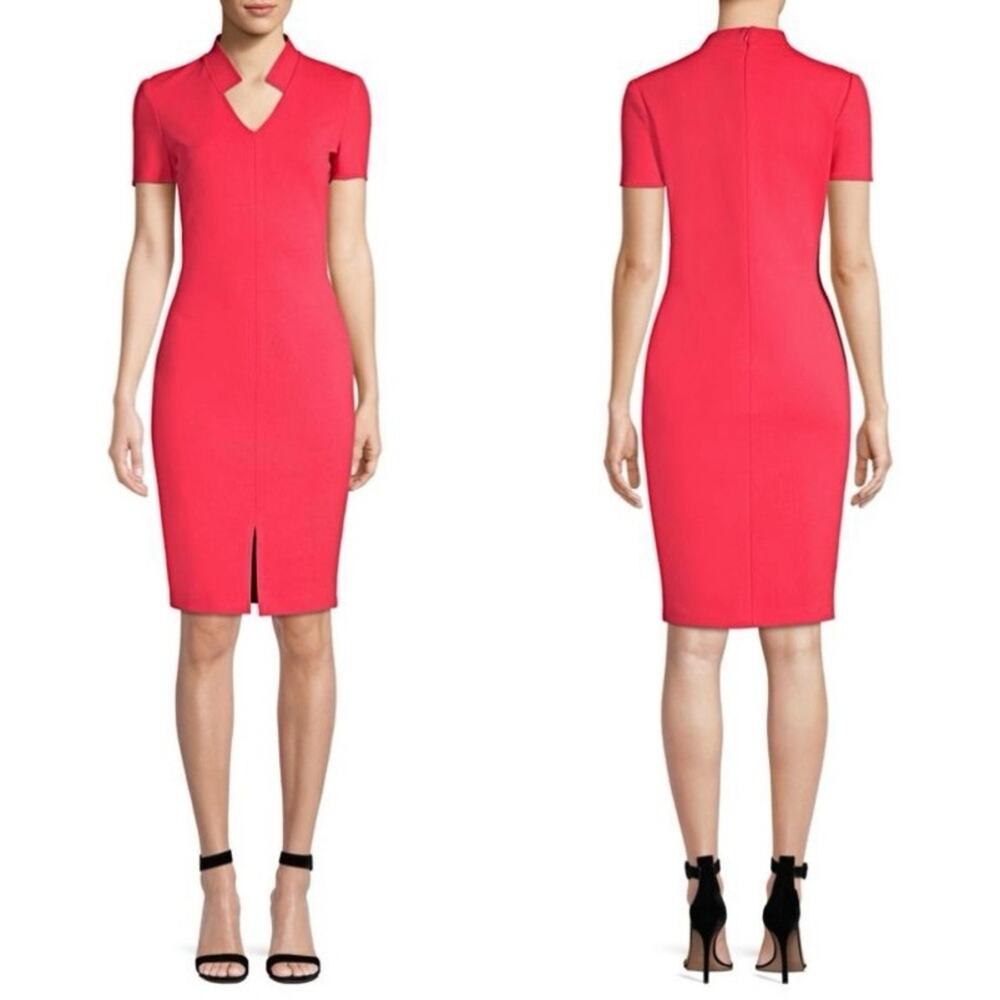 ST. JOHN Luxe Scultupre V-Neck Bodycon Dress size 10